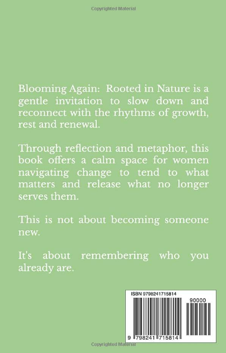 Blooming Again book back cover.